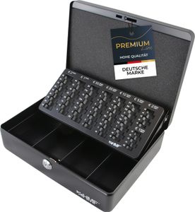 HMF 10015-02 Geldkassette Euro-Münzzählbrett, Geldzählkassette, 30 x 24 x 9 cm, Schwarz HMF 10015-02 Geldkassette Euro-Münzzählbrett, Geldzählkassette, 30 x 24 x 9 cm, Schwarz