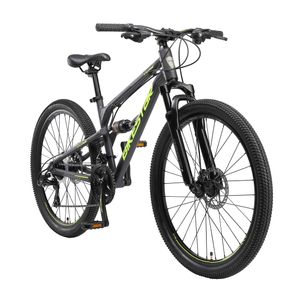 BIKESTAR Plne odpružený hliníkový horský bicykel 27,5 palca, 21 rýchlostí Shimano s kotúčovou brzdou, 16,5 palcový rám Plne MTB bicykel pre dospelých a mládež, čierny