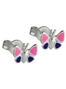 Ohrstecker Ohrring 8mm Kinderohrring Schmetterling pink-lila-lackiert Silber 925 silber 8mm