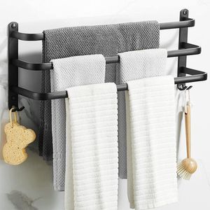 Handtuchhalter Handtuchregal Wandmontage Badetuchhalter 3 Stangen für Küche Bad und Toilette Schwarz
