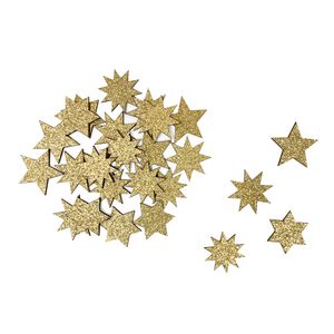 Oblique Unique Holz Sterne Deko Set Holzdeko Weihnachtsdeko Tischdeko Streudeko für Weihnachten - gold