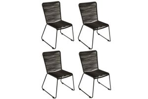 Gartenstuhl Outdoor-Seilstuhl Farbe Schwarz mit Eisen-Gestell in schwarz ISRA (4er Set)