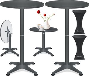 KESSER® 2in1 Stehtisch klappbar Bistrotisch Aluminium Edelstahlplatte | höhenverstellbar | 70cm / 115cm | Partytisch Tisch | In- & Outdoor | Hochzeit | Empfangstisch | Klapptisch inklusive Regencover