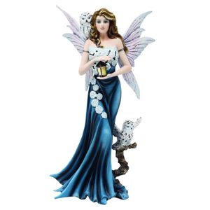 Wunderschöne Elfe mit Schnee-Eulen - Fairy, Elfenfigur, Eule