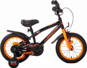 AMIGO Kinderfahrräder Jungen BMX Jump 14 Zoll 22,5 cm Jungen Rücktrittbremse Schwarz/Neon Orange