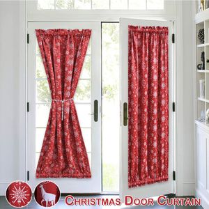 Französischer Türvorhang 2er Set, Schneeflocke Blickdicht Kräuselband Weihnachten Tür Vorhang, 83x183CM, Rot