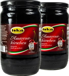 Food-United Amarena-Kirschen in Sirup 2 x Glas 890g Spezialität aus Italien