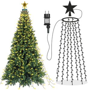 3M Weihnachtsbaum Lichterkette mit Stern 490 LED 8 Lichtmodi Christbaum Lichternetz Wasserdicht Christbaumbeleuchtung