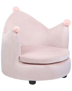 BELIANI Detské kreslo ružové zamatové čalúnenie nábytok do detskej izby moderný dizajn kresielko v tvare koruny