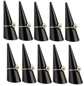 10er Set Acryl Ringhalter [schwarz] für einzelne Fingerringe, 68x25mm – Schmuckorganizer für stilvolle Aufbewahrung, Präsentationsständer für Ringe, Ausstellungsständer für Juwelier Verkaufsvitrine