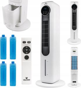 Velano Standventilator 60W mit Fernbedienung, Oszillation und Timer, Luftkühler mit Wasser, Ventilator leise, Turmventilator mit Luftionisierung Velano Standventilator 60W mit Fernbedienung, Oszillation und Timer, Luftkühler mit Wasser, Ventilator leise, Turmventilator mit Luftionisierung