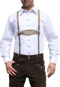 German Wear, Trachtenhemd für Lederhosen mit Verzierung weiß, Größe:S