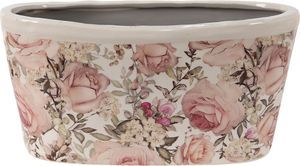 Clayre & Eef Blumentopf 27x13x14 cm Rosa Keramik Blumen
