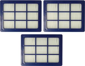 vhbw 3x Staubsaugerfilter kompatibel mit Nilfisk VP600, VP300 EU2, VP300 HEPA, VP930, VU500 Staubsauger - HEPA-Filter Blau Weiß