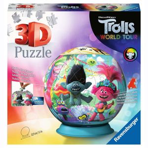 RAVENSBURGER 3D Puzzle Trolls World Tour Puzzleball Kinderpuzzle 72 Teile ø13 cm
