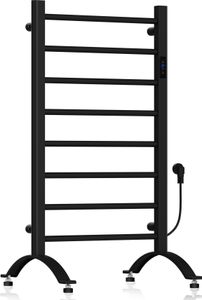 MalTec Elektryczny grzejnik łazienkowy Czarny BH200W, do ręczników, termostat  80/90*50cm Timer LCD, ścienny lub wolnostojący, regulacja temperatury