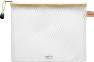 Foldersys PVC-freier Reißverschluss-Beutel "Phat-Bag" A5 mit Zip weiß Bordierband beige farblos transparent