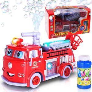 MalPlay Seifenblasenmaschine Feuerwehrauto Blasenmaschine | drinnen und Draußen | Pistole Bubble Gun | mit Licht und Sound | Seifenblasen für Babys ab 3 Jahren