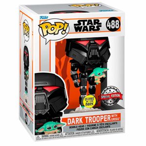 Star Wars - Dark Trooper with Grogu 488 Special Edition Glows - Funko Pop! - Vinyl Figur