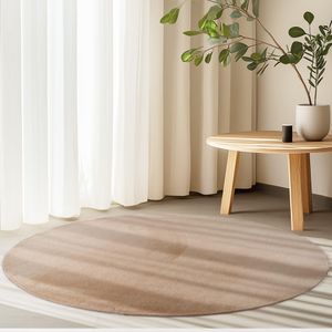 Homebyhome Kurzflor Teppich Einfarbig Waschbar, Weich & Rutschfest für Wohnzimmer & Schlafzimmer, Grösse 80 cm Rund