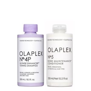 Olaplex Set - No.4P Blonde Enhancer Toning Shampoo 250ml + No.5 Bond Maintenance Conditioner 250ml