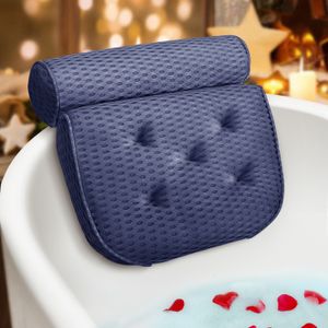 Essort Badewannenkissen,Komfort badewanne kopfkissen mit Saugnäpfen, badewanne nackenpolste für Home Spa Whirlpools, Badekissen Kopfstütze (38 x 36 x 10 cm) (Blau)