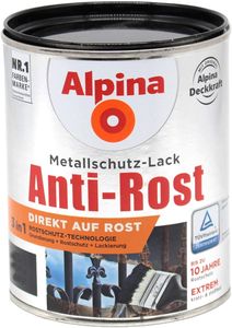 Alpina 3in1 Metallschutzlack 1L glänzend anthrazit RAL 7016