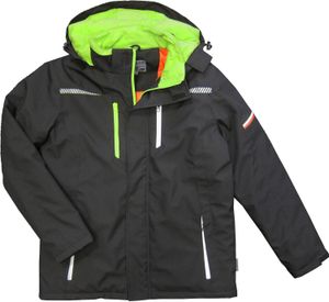 Terrax Workwear Herren Berufsparka Arbeitsparka Softshell leicht wattiert - Arbeitsjacke mit reflektierenden Details in Schwarz-Limette Größe 3XL