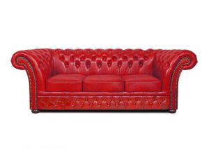 Chesterfield Sofa Winfield Basic Luxe Leder 3-Sitzer Rot