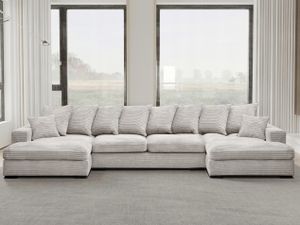 Kaiser Möbel Ecksofa mit schlaffunktion und bettkasten, Sofa U-form, Couch U-form Gabon stoff Zoom Perle