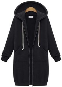 Sweatjacke Zip Hoodie Kapuzenjacke Long Jacke Langarm Steppjacke MäntelJacke Warme Parka Kapuzenpullover Outwear S-5XL/36-50
