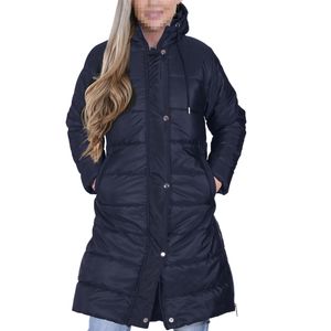 Damen Lang Ärmel Übergroß Kapuzen Gesteppt Gepolstert Marine Jacke XL