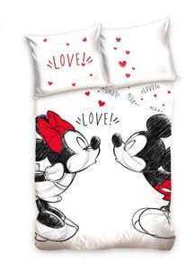 Mickey Mouse Bettwäsche-Set Bettbezug Mickey  Minnie 140 x 200 cm weiß
