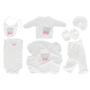 cofi1453® Babyset 10-Teilig Erstaustattung Geschenkset Babykleidung 0-3 Monate Krone Geburt Kinderkleidung Weiß-Pink
