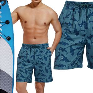 Neti Herren Badeshorts gemusterte Schwimmshorts Badehose schnelltrocknende Surfhose BX0205, Dunkelblau, 2XL