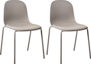 BELIANI Konferenzstühle 2er Set Taupe aus Kunststoff Stoffsitz Metallbeine Stapelbar Büromöbel Modernes Design