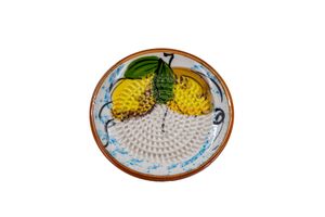 Kaladia Keramik Teller mit 2 Zitronen - handbemalte Teller mit schönem Dekor - Reibeteller -  Spain
