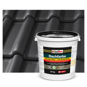 Isolbau Dachfarbe Schwarz 25 kg Sockelfarbe Fassadenfarbe Dachbeschichtung RAL Farbe