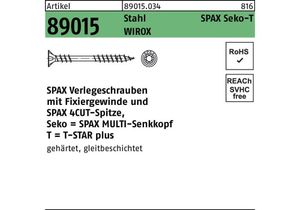 Spax-Verlegeschraube Senkmultikopf T-Star Plus T20 Fixiergewinde Wirox 500St, 0541010450705