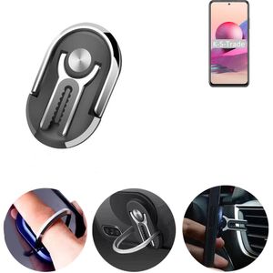 K-S-Trade 3in1 Smartphone-Ring Handy-Ring kompatibel mit Xiaomi Redmi Note 10S Fingerhalterung  Handyring Tischständer Lüftungsgitter-Halterung