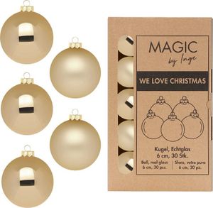 Weihnachtskugeln Glas 6cm 30 Stück - Brokatgold
