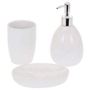 BATHROOM SOLUTIONS Badzubehör Badezimmer-Set Seifenspender Becher WEISS