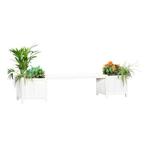 Mucola Záhradná lavička s kvetináčmi Drevená lavička Drevená záhradná lavička Sedadlo s kvetináčmi - biela