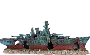 Aquarium versunkenes Schiff, erweiterte Basis ungiftiges Boot Schlachtschiff Dekoration Fischtank Wrack Dekoration, für