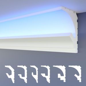 HEXIMO LED Stuckleisten 2in1, indirekte Beleuchtung Deckenleisten XPS Styropor Leisten für Wand-Deckenverkleidung (1,7 Meter HLED 1)