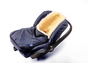 Hofbrucker Lammfell-Fußsack Maxi für Babyschale, Design:Navy Blue