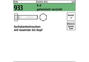 Sechskantschraube DIN 933 VG M 3 x 16 8.8 galvanisch verzinkt