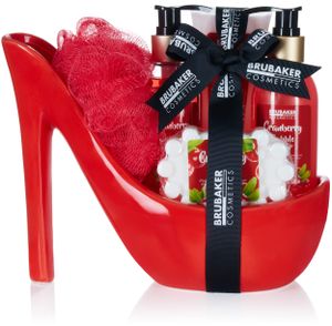 BRUBAKER Cosmetics Luxury Cranberry Beauty Set - 6dílná sada do koupele a sprchy - dárková sada v keramické červené barvě Stiletto Red