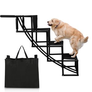Fiqops Hunderampe Hundetreppe Klappbar Hunde-Falt-Treppe Autorampe Hundeleiter Auffahrrampe für Haustiere