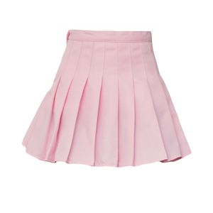 Frauen Mini Plissee Einfarbig High Waist Tennis Skater Kurzer Rock Geschenk Pink XXL